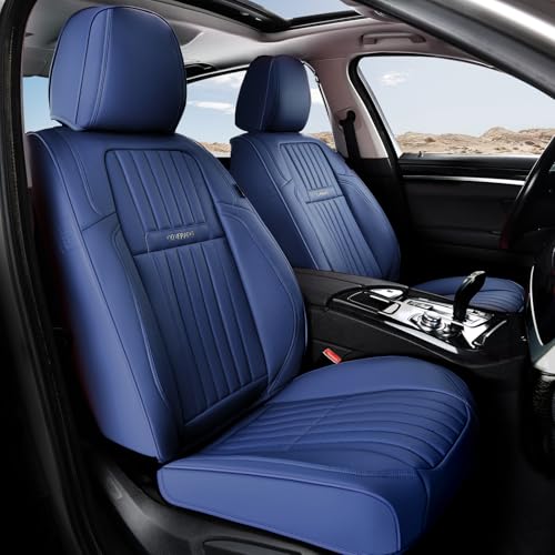 Image of Coverado Car Seat Covers Front Seats, Seat Covers for Cars, Car Seat Protector, 2-Pack Car Seat Cushion Nappa Leather, Waterproof Seat Covers Carseat Cover Universal Fit for Most Cars Trucks(Blue)
