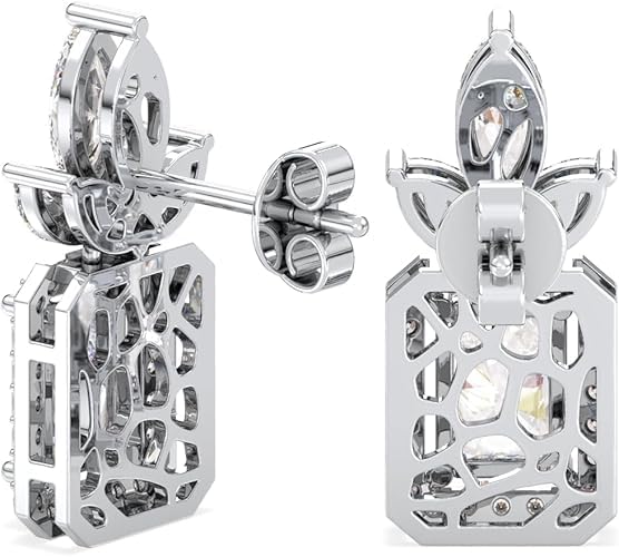 Certified 2-4.65 Carat Moissanite Dangle Earrings for Women, D Color, 925 Sterling Silver with 18K Gold Rhodium Plating Solitaire Sparkling Earring for Wedding, Anniversary, Mother’s Day Gift - Image 6