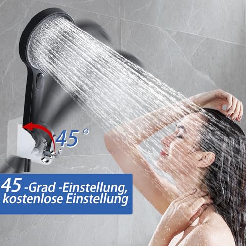 Duschbrause Halterung, Verstellbarer Handbrause Halterung Ohne Bohren, Duschhalterung Verstellbar (45°), Handbrause Halterung Universal, Handbrause, Brausehalter Wandmontage, Chrom, Silber