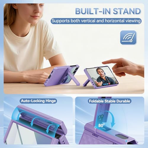 HIERYQHE Magnetic for Samsung Galaxy Z Flip 7 Case Fit for MagSafe [Built-in Tempered Screen Protector][Hinge Protection][Kickstand] Military Grade Full Body Cover for Galaxy Z Flip 7,Purple - image 4