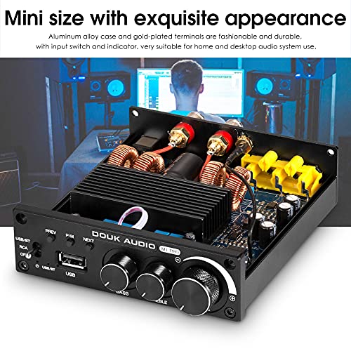 Douk Audio M1 Pro 320W Bluetooth Power Amplifier, 2 Channel Audio Amp, Wireless Receiver, For Home Stereo Speakers/Active Subwoofer, With Treble & Bass Control/U-Disk Music Player #TOP4