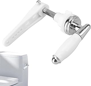 Bothfox Toilet Flush Handle Chrome Plated Replacement Traditional Victorian Style Vintage White Universal Ceramic Fit Porcelain Lavatory Flush Cistern Lever Tool Metal Handle for Toilet Cistern
