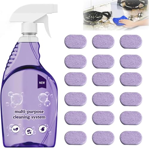 Timeno Multi-Purpose Cleaning System Oven Spray Cleaner & Concentrated Tablets Household Multi-Surface Use (1Bottle+18pcs Tablets)
