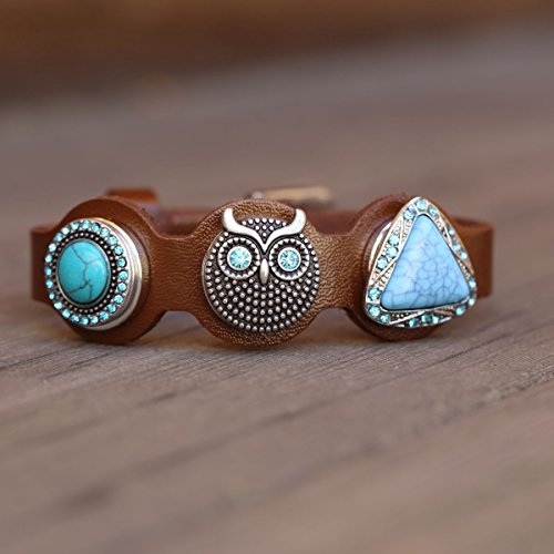 Set Of Two (2) Of Brown Leather Snap Bracelet For Three Snap Charms #TOP4