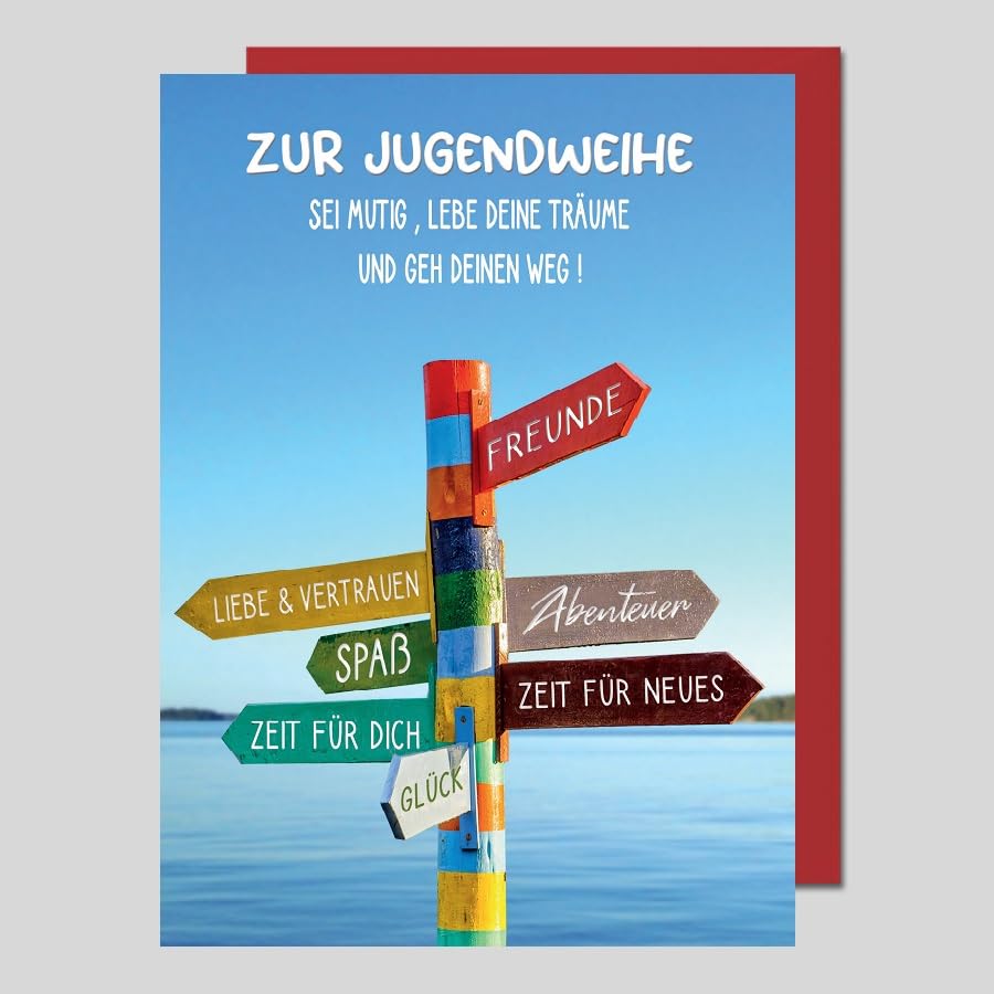 Michel Verlag Glückwunschkarte JUGENDWEIHE Feier | Karte gute Wünsche Mut Glück Liebe klassisch jugendlich hoffnungsvoll | Hochwertige Grußkarte Geschenkidee | 12x17cm Made in DE (Lebenswege)