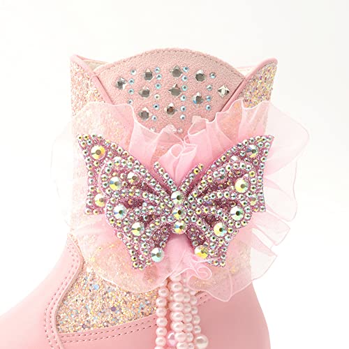 Girls Glitter Mid Calf Side Zipper Snow Boots Fashion Winter Warm Fur Lined Outdoor Shoes For Kids Toddler3