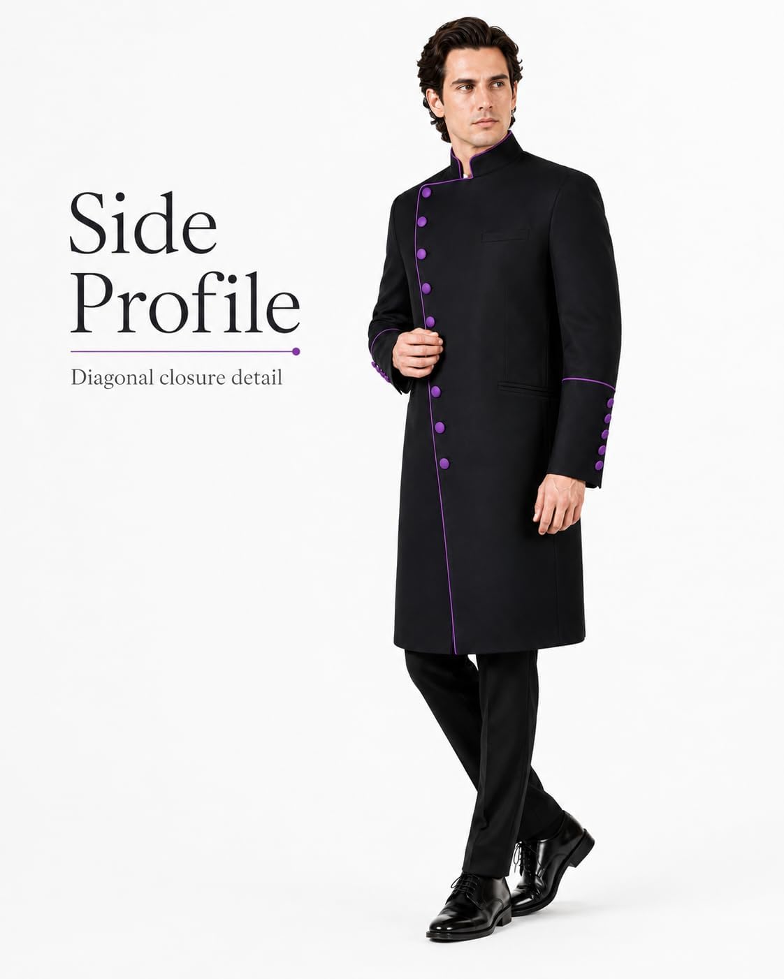 Clergy Robes for Men Stand Collar Pastor Robe Long Cassock Jacket Minister Preacher Costume Cosplay for Halloween