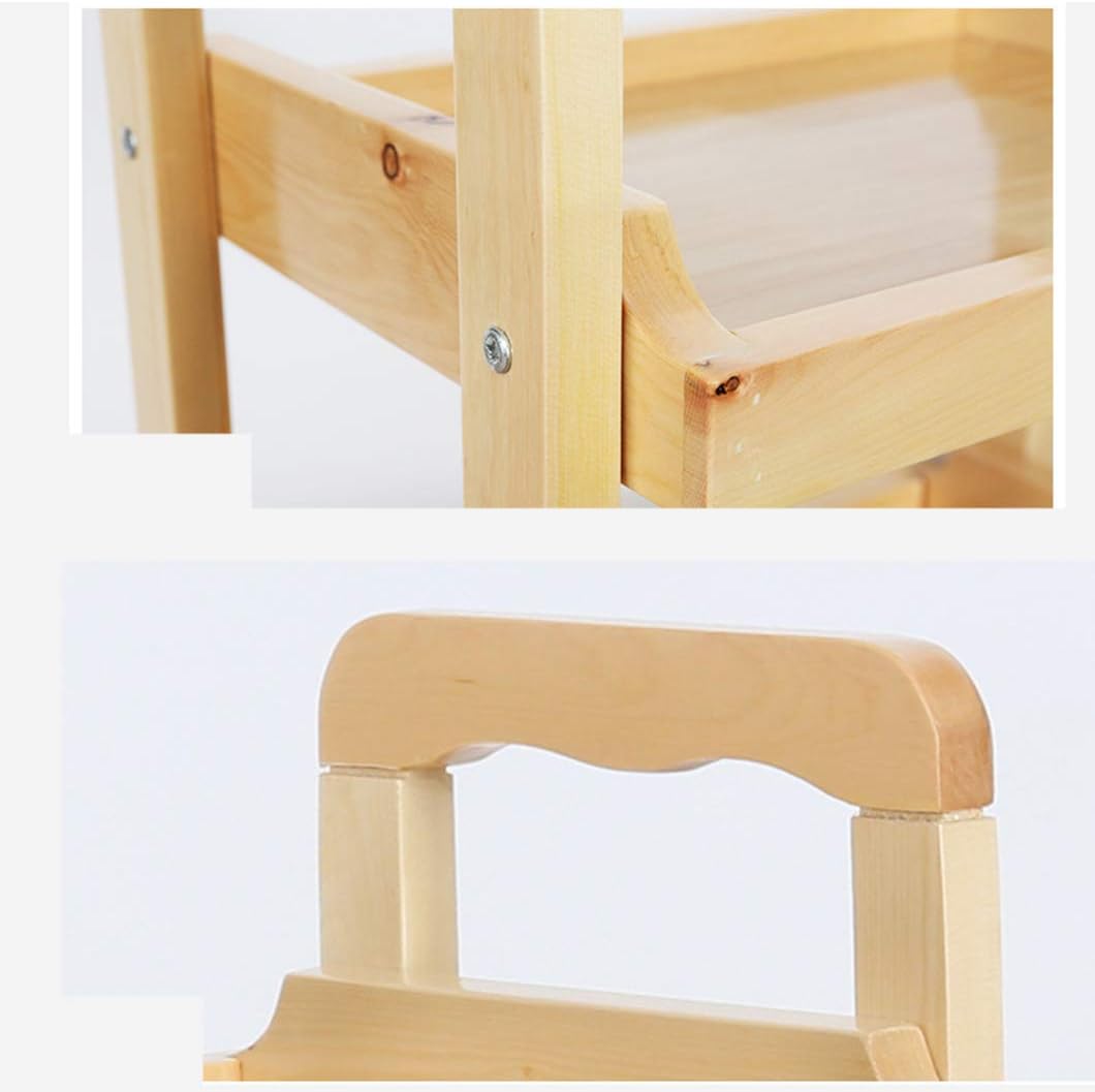 Beauty Salon Trolley 3-Tier Wood Rolling Utility Storage Cart with Handle,Suitable for Beauty Shop, spa, Barber Shop, Home