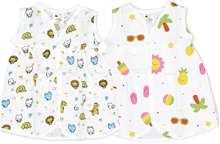COCOSHELL 100% Muslin Cotton Frock for Infant Baby Girl | Extra Soft & Comfortable | Sleeveless Vest | Size : 6-12 months... Price In India