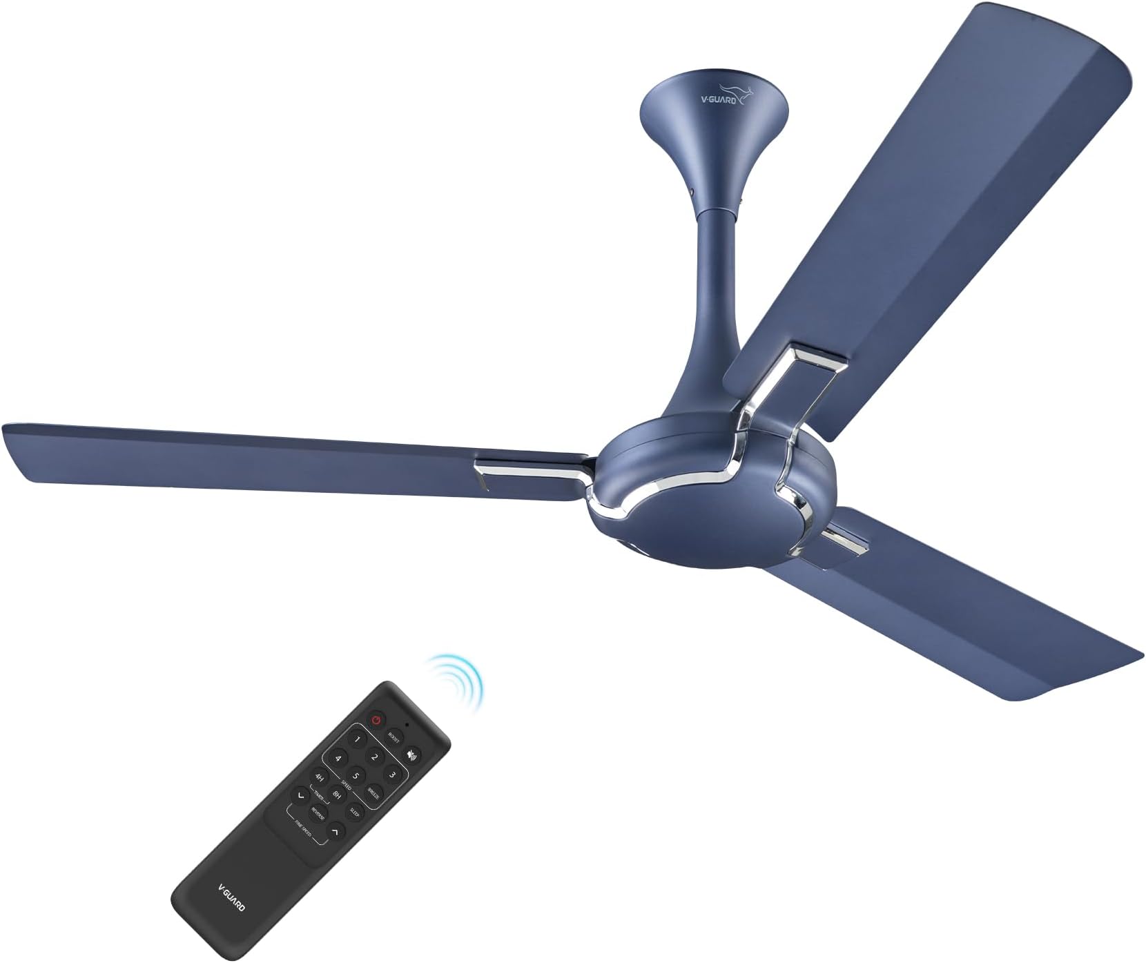 V-Guard Exado Pro ES BLDC 1200mm Ceiling Fan|Riband Blue Matte