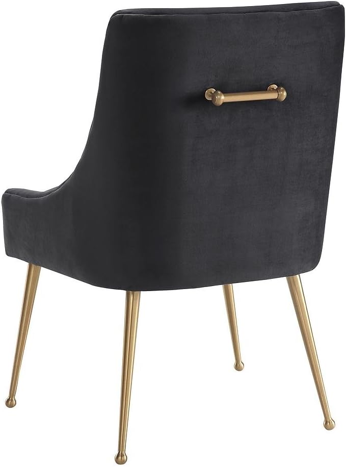 Tov Furniture The Beatrix Collection Modern Style Living Room Velvet Upholstered Side Chair, Grey