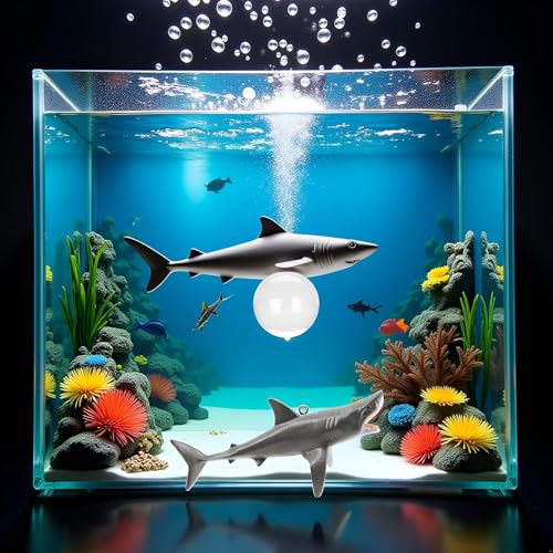 Image of 1 Pc Floating Shark Ornament - Adjustable Aquarium Shark Animal Decor | Aquarium Floating Shark Ornaments Thematic Ornaments Suitable for Aquarium All Kinds of Fish Tank and Home, Shark Pool Decor
