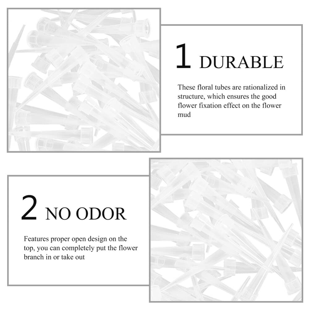 HANABASS 100 Pcs Floral Water Tubes Plastic Flower Water Tubes with Picks Flower Stem Holder for Bouquet Stem Supplies