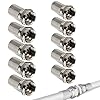 TECHZOCO Pack de 10 Conectores Coaxiales Tipo F Macho para cable de antena de TV, Conectores F Macho con sistema de montaje mediante roscado, Conector Antena Tipo F, 6.4mm diámetro, 10 unidades