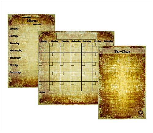 Dry Erase Magnetic Refrigerator Office Dorm Calendar To-Dos and Menu Sheet Bronze Set busybeetime with Larger Day Boxes