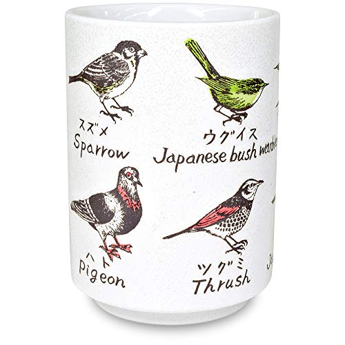 Mino Ware Traditional Japanese Yunomi Tea Cups, Wild Birds Design For Green Tea, Matcha Tea #TOP2
