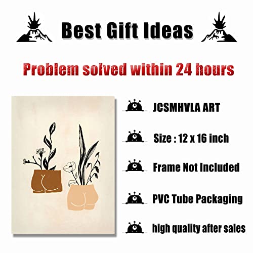 Boho Minimalist Wall Art Silhouette Floral Poster Boho Abstract Line Art Print Abstract Silhouette Wall Art Aesthetic Minimalist Painting Boho Bathroom Artwork Minimalist Modern Painting 12X16In No Frame #TOP2