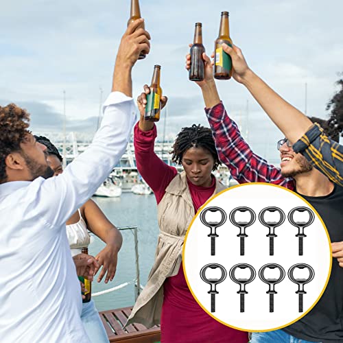 Ohiyoo Metal Bottle Opener Kits 8 Pack Blank Stainless Steel Bottle Opener Insert Diy Bottle Opener Hardware Bottle Opener Inserts For Wood Turning Kits Flat Bottle Opener Inserts Kit (Black) #TOP6