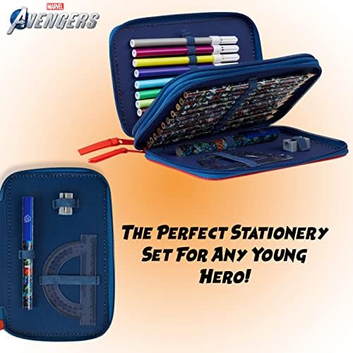 Marvel Large Pencil Case, Filled Pencil Cases with Avengers Stationary Sets, Marvel Gifts for Boys
