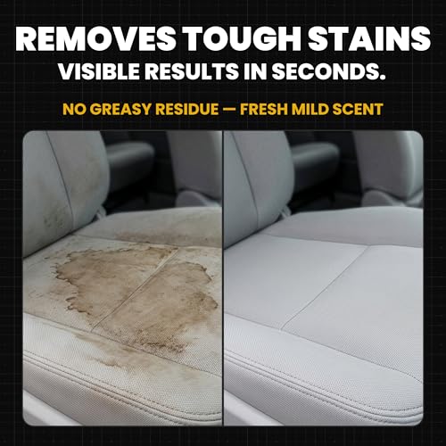 Image of CAR GUYS Interior Car Cleaner for Tough Stains | Stain Remover for Car Seats, Carpet, Upholstery, & Leather | 18 Oz Kit with Microfiber Towel