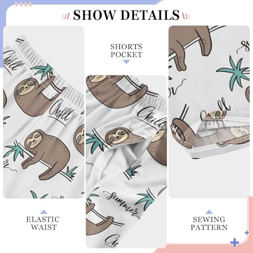 ZZXXB Summer Sloth Boys Long Pants Soft Trousers Elastic Waist Kids Lounge Bottoms with Pockets S-XL4