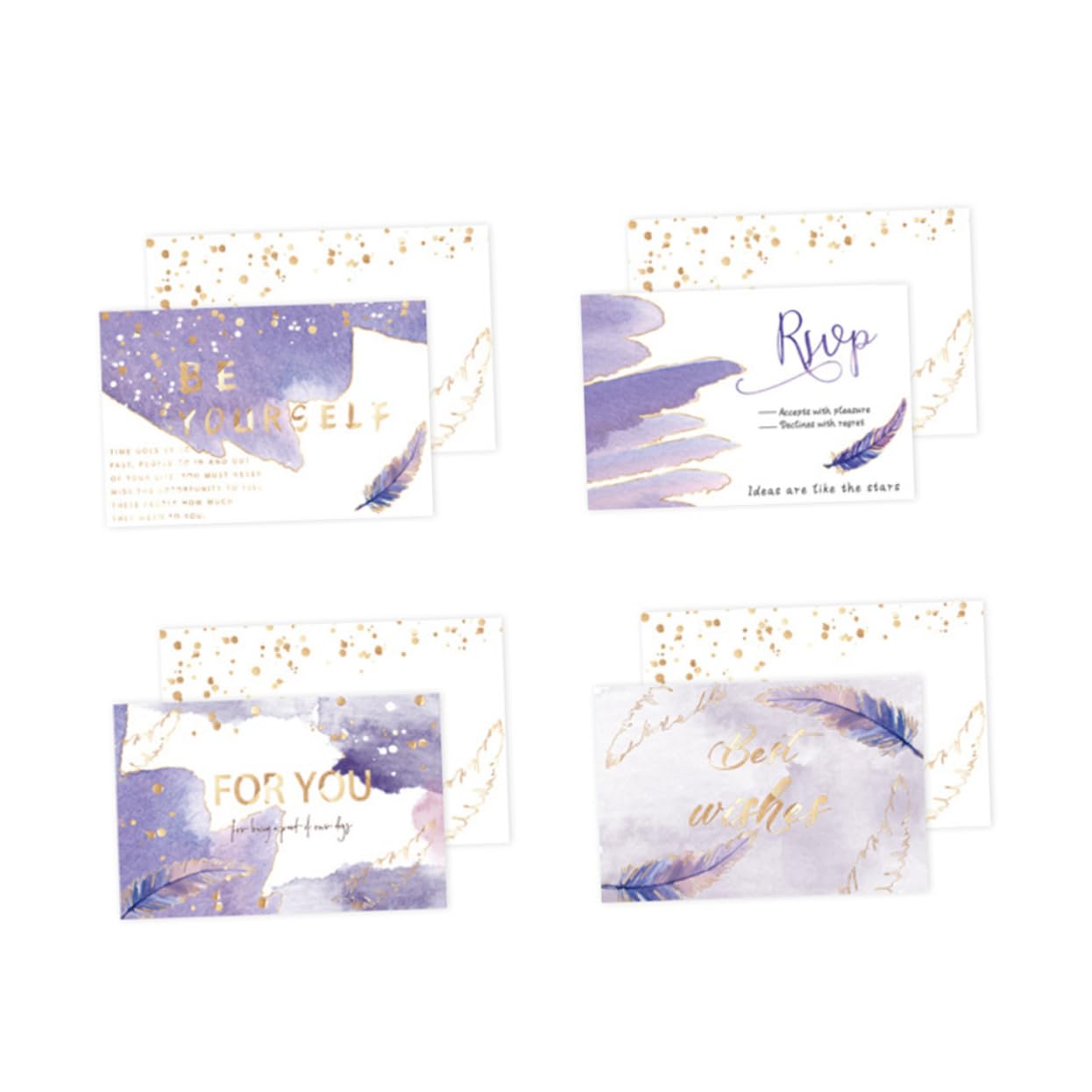 STOBOK 48sätze Teiliges Goldene Grußkarten Mit Umschlägen Glückwunsch Und Botschaftskarten Für Hochzeiten Und Jubiläen Zufällige Designs
