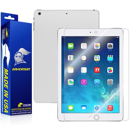 ArmorSuit MilitaryShield White Carbon Fiber Skin Wrap Film + HD Clear Screen Protector For Apple iPad Air - Anti-Bubble Film
