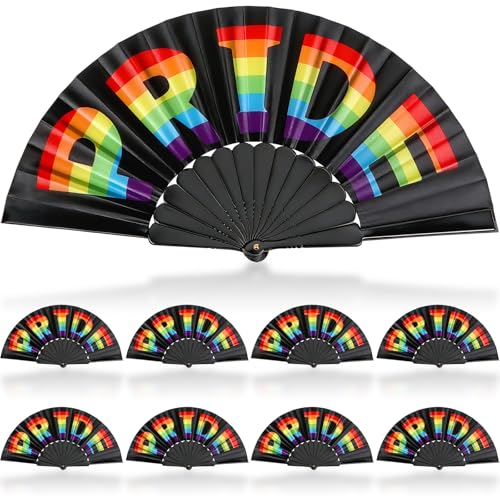 SEPGLITTER 12 Pack Pride Hand Fans, Rainbow Folding Fan for LGBT Parade Accessories Gay Pride Month Party Wedding Engagement Cooling Festival Events Dance Performance Supplies