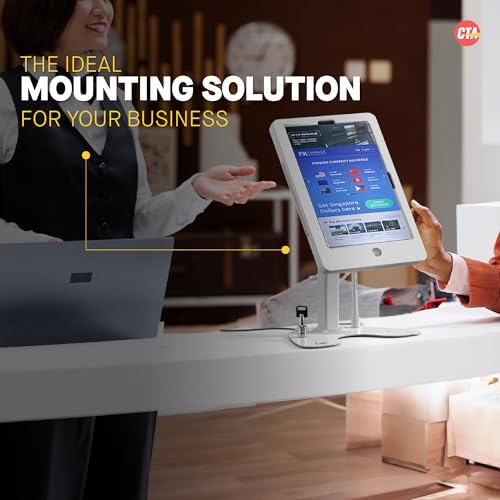 Image of Dual Kiosk Stand - CTA Security Stand with Locking Case, Cable, Stylus and Tether - Compatible with Headphone Jack, iPad 7th / 8th / 9th Gen 10.2 inch, iPad Pro 10.5 (PAD-ASKW10) - White