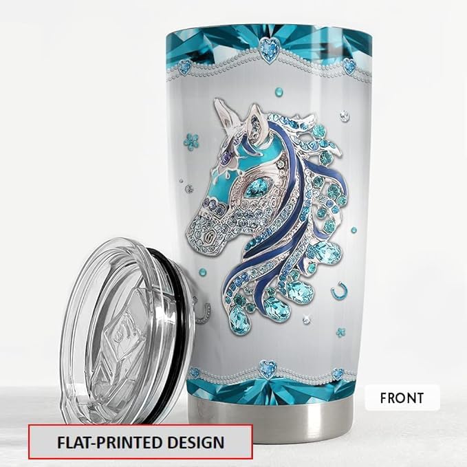 SANDJEST Personalized Horse Tumbler Jewelry Drawing Style 20oz 30oz Tumblers with Lid Gift for Women Girl Daughter Sister Animal Lovers Christmas Birthday - Image 3