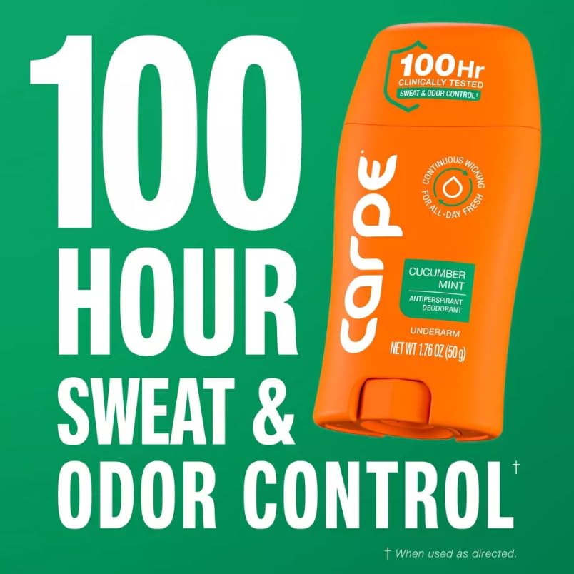 Carpe Women's 100HR Sweat & Odor Control Antiperspirant Deodorant - Cucumber Mint - 1.76oz: Under Arm, Paraben-Free, Cream