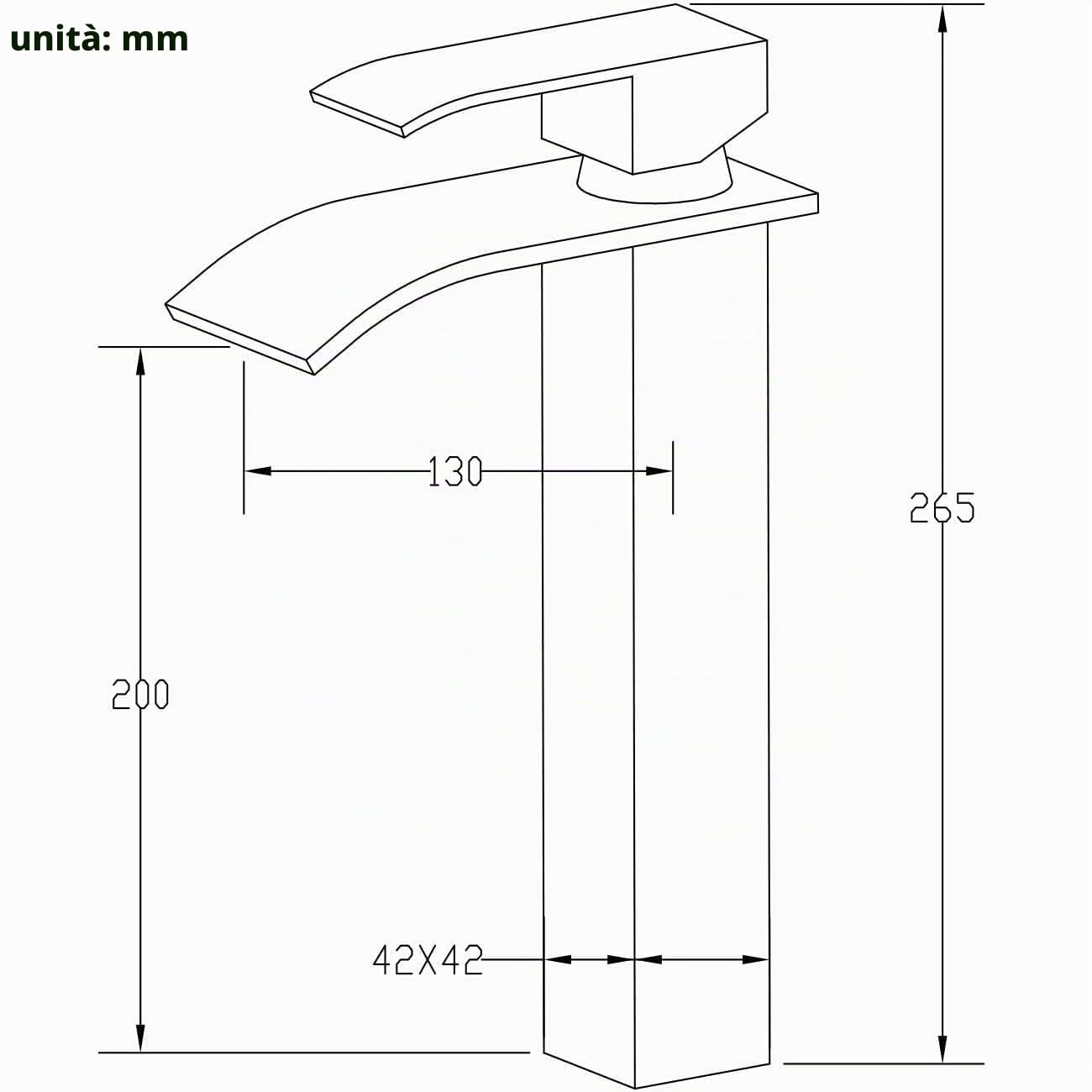 ‌ONECE Rubinetto Bagno a Cascata Oro Alto, Miscelatore per Lavabo da Appoggio, Rubinetti Monocomando in Acciaio Inox 304, Design Moderno, Antigoccia, Acqua Calda e Fredda