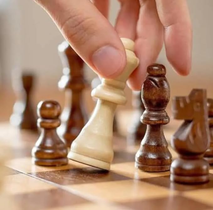 Image of Wooden Chess Board Educational Toys Travel Chess Set with Folding Board for Kids and Adults Indoor Outdoor Educational Travel Toys Wooden Color 12 Inch (Brown Chess) (Chess Game 12 inch)