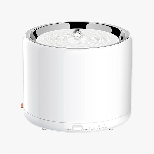 PETKIT Fontanna do picia ze stali nierdzewnej, inteligentny dozownik dla psów, wbudowane oświetlenie LED, cicha pompa, rezerwowy akumulator, fontanna do picia dla kotów