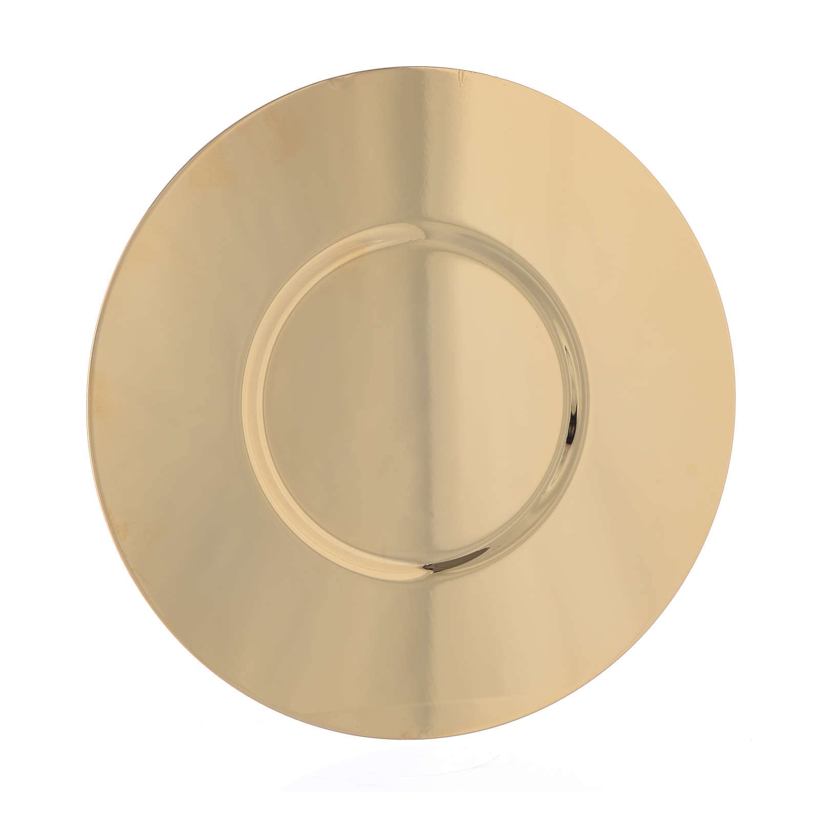 Patena in ottone dor. Fondo sagomato diam 16 cm
