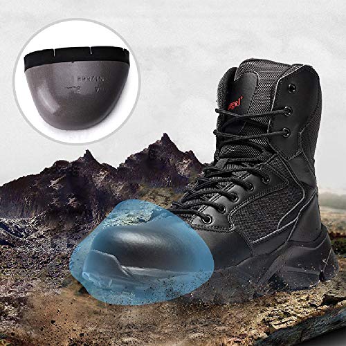 NANFAN Men's Classic Military Combat Boot Army Tactical Boot Durable Steel Toe Work Training Boots Outdoor Non Slip Climbing Hiking Shoes, Black 39 - Image 2