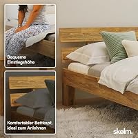 skølm Floki Massivholzbett Eiche 200x200 cm, Bett mit Bettkopf, Natur geölt – Ansicht 4