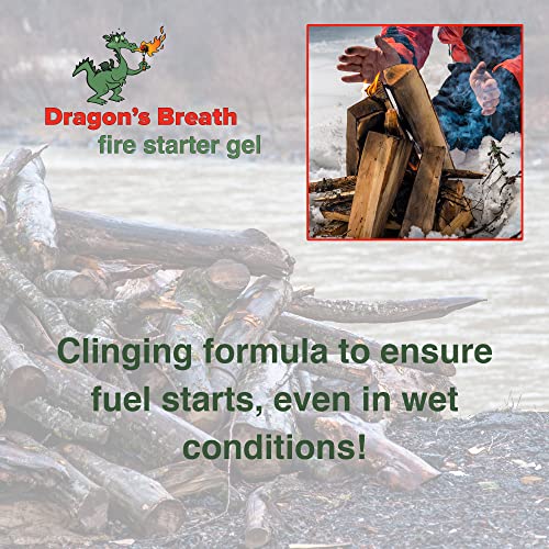 Dragon's Breath Fire Starter Gel - Smokeless & Clean Burning Ethanol Fire Gel - Wind Resistant & Works In Wet Conditions - Safe For Use With Fireplaces, Grills, Bonfires And More (8 Oz) #TOP4