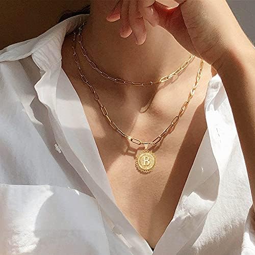 Paperclip Chain Coin Pendant Necklace 