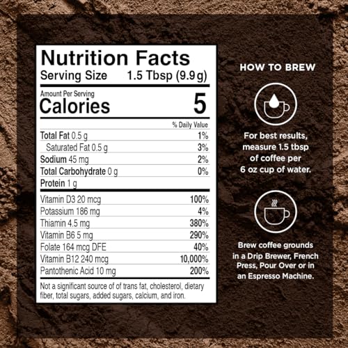 Vitacup 0850012316275 Organic Genius Ground Keto Coffee, Increase Energy & Focus W/Mct Oil, Turmeric, B Vitamins, D3, Usda Organic Ground Coffee Medium Dark Roast thumb #7