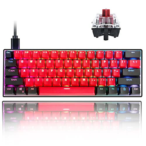 Guffercty kred Sk61 60% Mechanical Keyboard Linear Red...