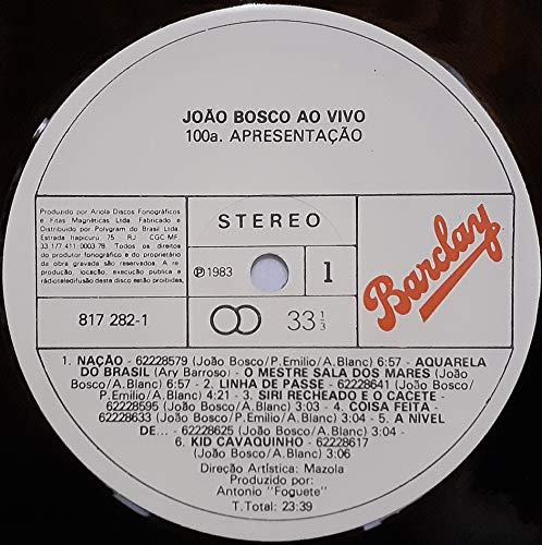 João Bosco - Lp 100ª Apresentação Ao Vivo - 1983