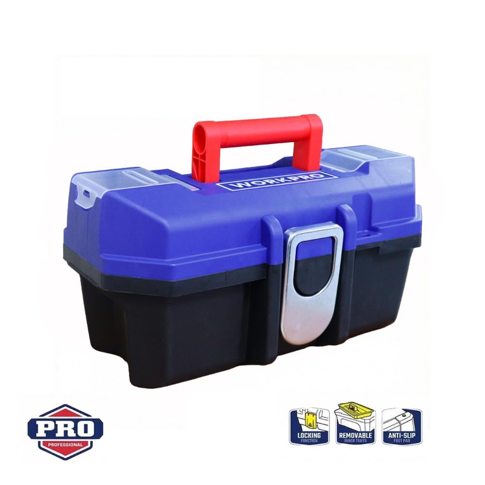 WORKPRO WP283021 13'' Metal Kilitli Plastik Takım Çantası, ABS Plastik, 33.2x17.4x16.4 cm, 15kg Taşıma Kapasiteli, 2 Şeffaf Bölmeli