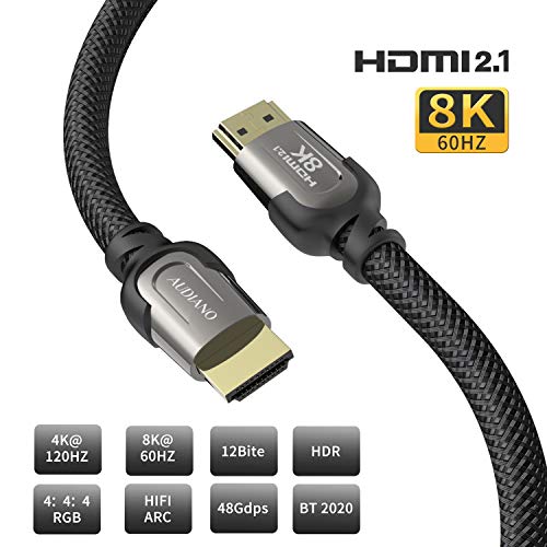 8K HDMI Cable, AUDIANO 8K HDMI 2.1 Cable 100% Real 8K, High Speed