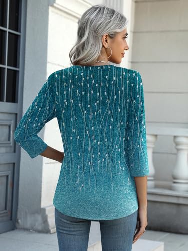 Image of Zeagoo Womens Blouse Casual 3 /4 Length Sleeve V Neck Basic T-Shirts Spring Summer Cute Tunic Tops Business Work Tees