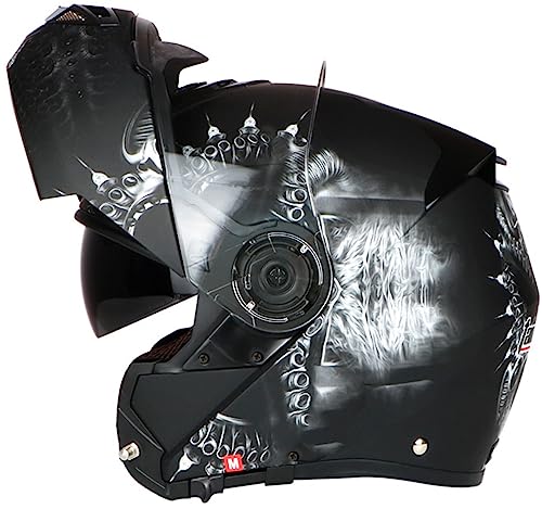 ZLYJ Casco Abatible para Motocicleta, Casco Integral con Doble Visera, Casco Plegable, Casco Modular, Aprobado por Dot C,X-Large