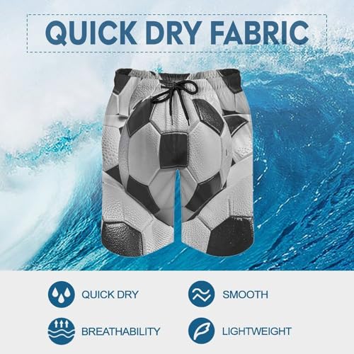Men's Swim Trunks Quick Dry Board Shorts with Pockets Beach Shorts Soccer Ball Pattern Bathing Suits for Men2