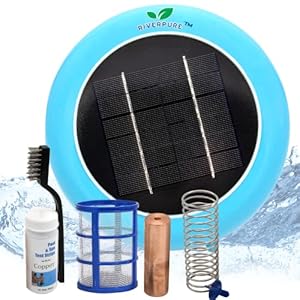 Solar Pool Ionizer | Enhanced with Latest Solar Technology & Longer-Lasting Anode | Reduces Chlorine Use | Mineral-Based Pool Cleaning Device | for Pools Up to 45,000 Gallons