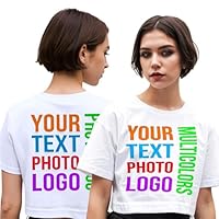 lepni.me Crop Top sur Mesure pour Femmes et Jeunes Filles – Impression personnalisée Recto Verso – T-Shirt Casual Parfait pour Tous Les Jours (M Blanc Multicolore)
