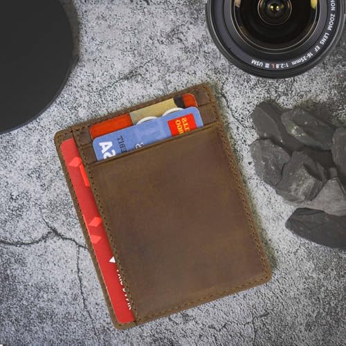 Image of WildHorn Leather Card Holder for Men & Women (Tan Hunter)